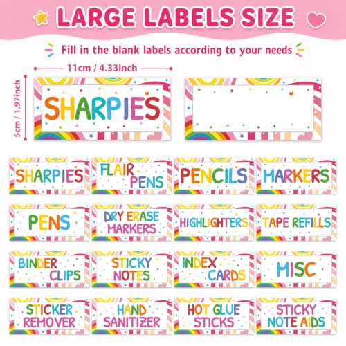 54 Pcs Classroom Toolbox Labels Classroom Decoration Self-Adhesive Rainbow Toolbox Sticker Rainbow Tool Box Storage Decal Colorful Organizer Container Decor for Back to School Teacher Supplies - style: Rainbow