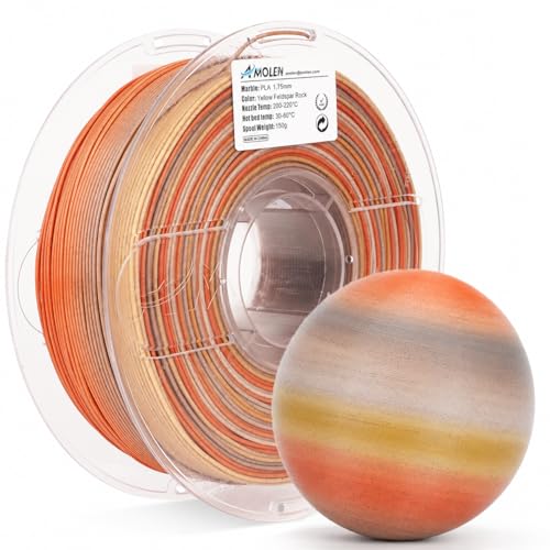 AMOLEN PLA Filament 1.75 mm for 3D Printers, Dimensional Accuracy +/- 0.02 mm, 1 kg Spool - color: Yellow Feldspar Rock