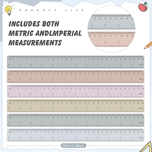 120 Pcs Plastic Ruler Bulk 12 Inch Classroom, Morandi Color - color: Morandi Color