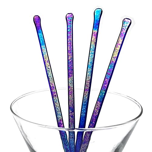 studioTica Handmade Glass Swizzle Sticks: Midnight Fire, Set of 4 - color: Midnight Fire