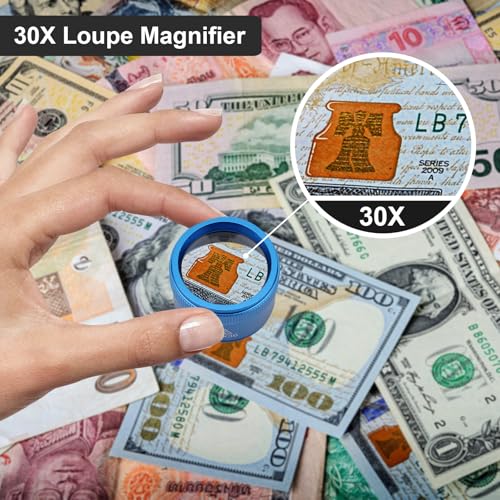 Portable Small Magnifying Glass Jeweler Loupe Magnifier (Blue, 30X36MM) - color: Blue, size: 30X36MM
