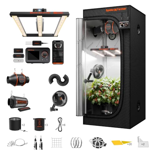 Spider Farmer 2.3 x 2.3ft G1500 Complete Grow Tent Kit with GGS Controller - size: 28"x28"x63"-GGS Controller