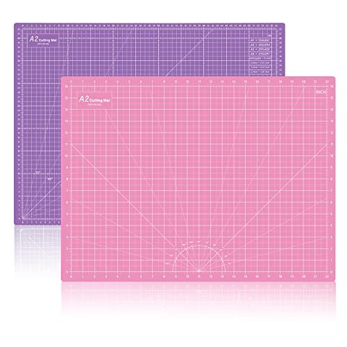 HEADLEY TOOLS 18"x24" Thickened Self Healing Cutting Mat, A2 Rotary Cutting Sewing Mat for Crafts, Double Sided 5-Ply Table Cutting Board for Fabric Quilting Patchwork Arts Hobby Project, Pink/Purple - color: Pink/Dark Purple, size: 23.6"L x 17.7"W