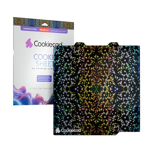 Cookiecad Cookie Sheet - Holographic 3D Printer Build Plate - Double Sided Reflective 3D Printer Bed, Flexible Spring Steel 3D Printer Platform (Chromatic Stars, 180x180) - size: 180x180, style: Chromatic Stars