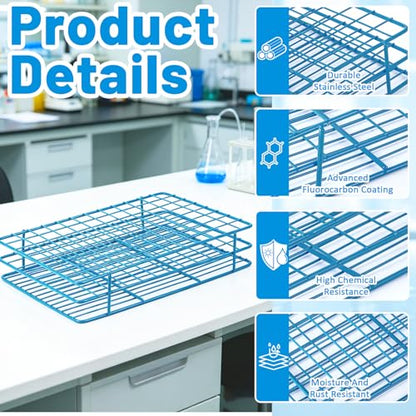 Test Tube Holder Rack, 96-Place Stainless Steel Wire, 13-20 mm