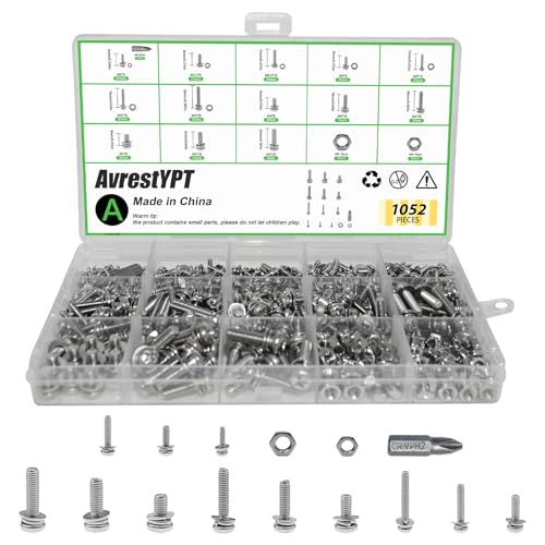 1052 Pcs Metric Screw Assortment, M2 M2.5 M3 M4 M5 Metric Bolts and Nuts Assortment, Small Machine Screws Kit, Round Head Bolt and Nut Set Hardware Set for DIY Projects Repairs Electronics - color: M2/M2.5/M3/M4/M5-1052 Pcs