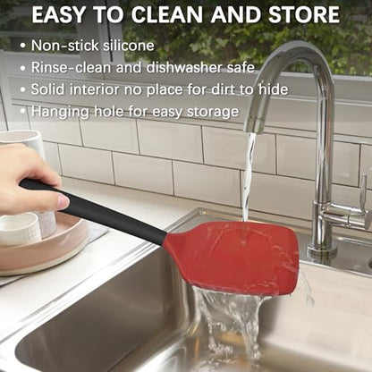 Coukre 2 Pack Silicone Spatula Set,High Heat Resistant, BPA-Free - color: RedBlack