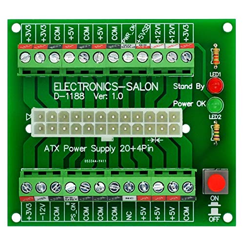 Electronics-Salon D-1188 24/20-Pin ATX DC Power Supply Breakout Board Module