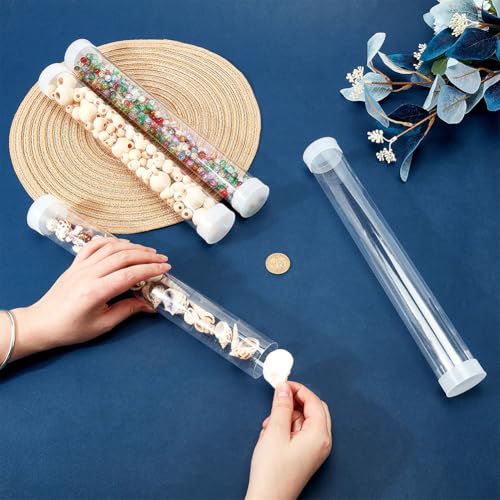 OLYCRAFT 5 Set Transparent Plastic Storage Tubes 1.6x12 Inch Test Bottle Organizers Boxes with Lid Plastic Transparent Hollow Tube Plastics Clear Hollow Tube for Beads Bath Salt Wedding Storage - size: 1.6x12 Inch