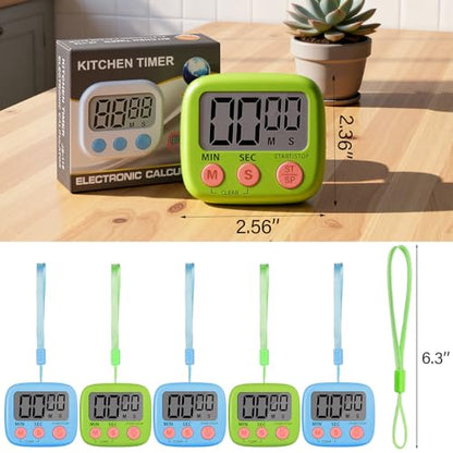 Weewooday 24 Pcs Digital Kitchen Timer Magnetic LCD Alarm, Blue, Green - color: Blue, Green