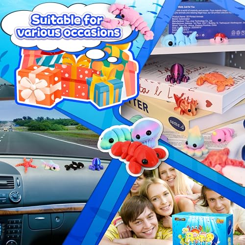 30 Pcs 3D Printed Animals Bulk Pack, Mini Sea Animal Figures - style: 30P Upgrade Ocean Animals