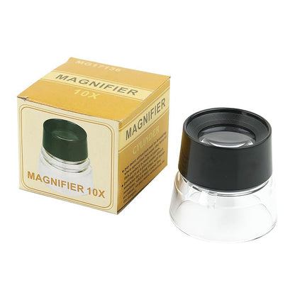 10X Power Black/Clear Stand Magnifier, Ambient Light Pocket Magnifier Wine Cup Shape Magnifying Loupe Glass Pre-Focused Loupe for Viewing Plants, Coins, Stamps, Maps, Fine Print,Wildlife
