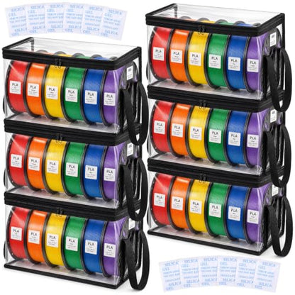 Dansydaisy 6 Pack 3D Printer Filament Storage Box, Holds up to 6 Rolls Each