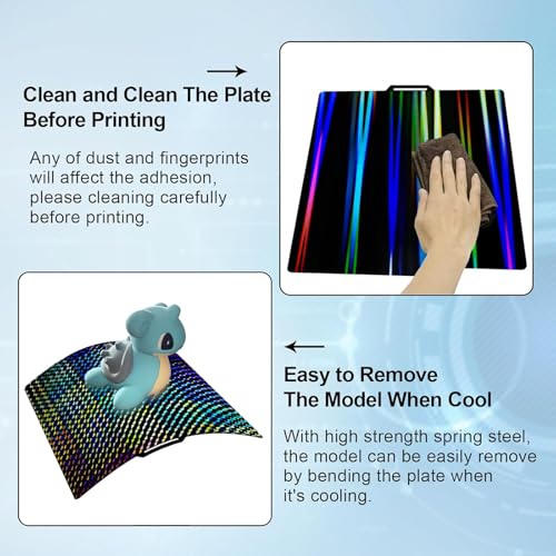 Daul Sided Smooth H1H Build Plate for Bambu Lab X2D X1 X1C X1E P1P P1S P2S A1, Rainbow Steak + Phantom H1H Spring Steel Plate Flexible Sheet 256x256mm for Bambu Labs 3D Printers - color: Rainbow Streak+Phantom H1H