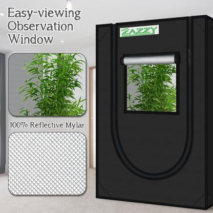 zazzy 2'x2' Grow Tent 24"x24"x36" Hydroponic Mylar Growing Tent - size: 24"x24"x36"