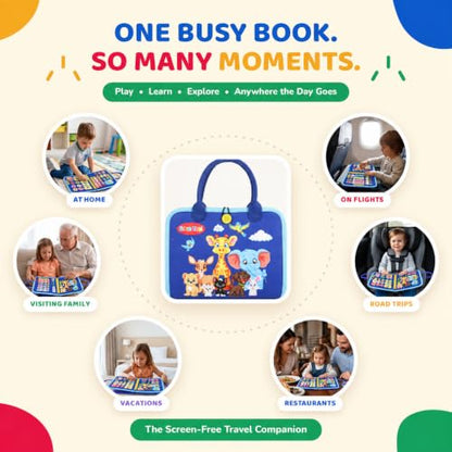 URBAN TOYS Montessori Busy Board, Toddler Activity Book, Learning Toys 3+ - color: Blue