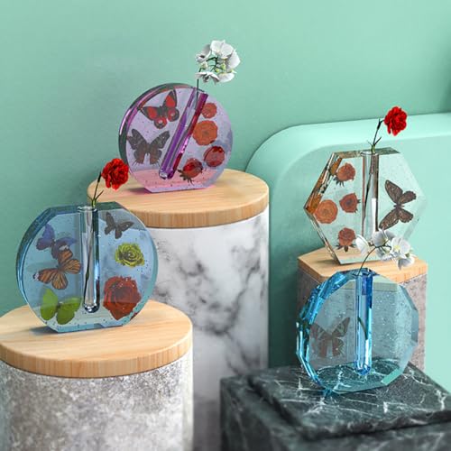 GSHLLO 8 Pcs Clear Test Tubes Hydroponic Glass Tube Floral Water Tubes House Plant Propagation Test Tubes Resin Vase Model Test Tube Liquid Storage Tubes Science Experiment Tubes
