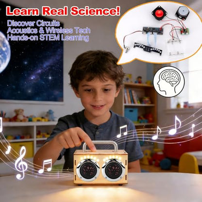 STEM Projects Kit for Kids & Adults, Build Your Own Portable DIY Wood Bluetooth Speaker, Science Experiment Electronics Kit Toys for Boys & Girls Ages 8-12 9 10 11 14 16 Birthday Gift-Chrome - color: Chrome