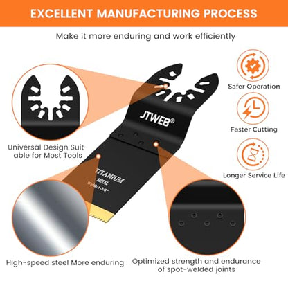 JTWEB Titanium Oscillating Tool Blade, 10PCS Oscillating Saw Blades Metal Cutting Multi Tool Blades Kits Wood and Metal Nails Plastic, Multitool Blades for Milwaukee Bosch Dremel Rockwell - color: 10PCS