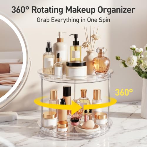 360° Rotating Makeup Organizer Skincare Organizer Countertop Clear - size: 9in 1 Pack