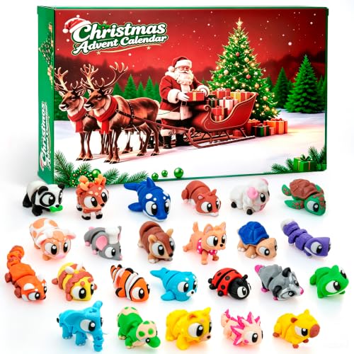 Christmas Advent Calendar 2026 Countdown with Mini 3D Printed Animals Bulk - color: colorful 24PC