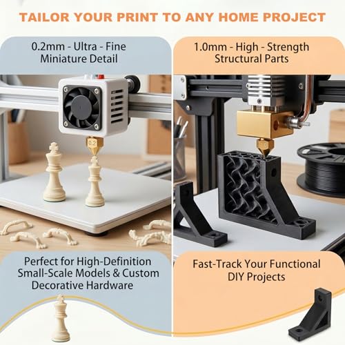 3D Printer Nozzle Kit: 20PCS High Precision MK8 Brass Nozzles (0.2/0.4/0.6/0.8/1.0mm) with Socket Wrench, 10PCS 0.4mm Cleaning Needles & Tweezers for CR-8 / CR-10 / Ender 3 / Ender 3S / 5/6