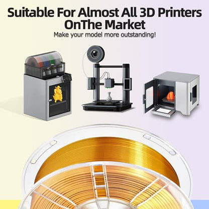 iBOSS PLA Plus (PLA+) 3D Printer Filament 1.75mm+/- 0.02mm,1kg (2.2lbs) Silk Shiny Filament 3D Printing Filament,Smooth Silky Surface,Shiny Gold PLA Pro 3D Filament,Fit Most FDM Printer (Slik Gold) - color: A_ Silk Gold