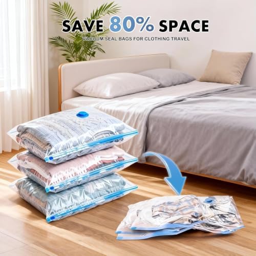 BoxLegend 8 Pack Travel Vacuum Storage Bags with 1400mAh Rechargeable Electric Pump - 23.6"x15.7" Space Saver Compression Bags for Luggage, Suitcase & Closet Organization Airtight Seal for Clothing - size: 8 Small - Electric Pump
