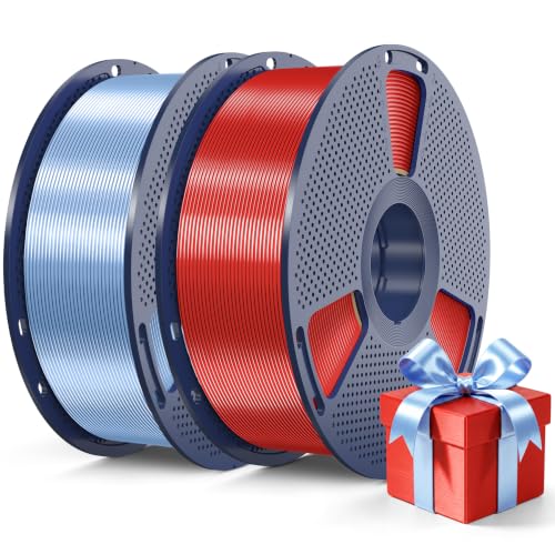 SUNLU Silk 2.0 PLA 3D Printer Filament,2KG,Streamer Blue+Luxury Bright Red - color: 1kg*2 Streamer Blue+luxury Bright Red