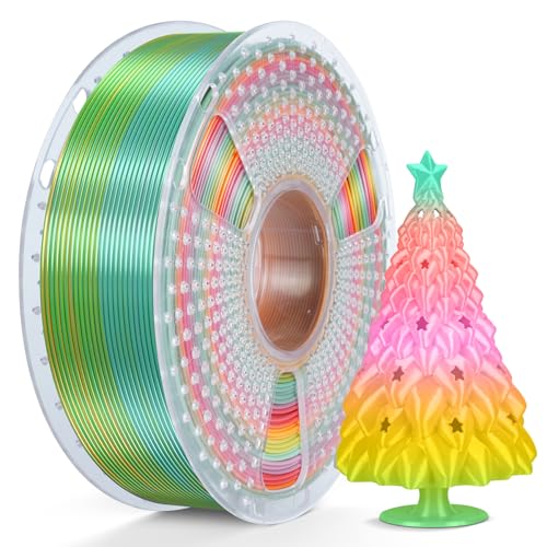 SUNLU Silk Rainbow PLA Filament, Multicolor Silk 3D Printer Filament 1.75mm +/- 0.02mm, Fast Color Change Each 8 Meters, 330 Meters, 1kg/2.2lbs, Silk Rainbow Filament(Green-Red-Pink-Yellow) - color: Silk Rainbow 01