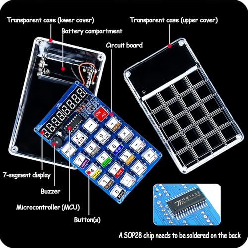 Soldering Practice Kit DIY 7-Digit LED Display Electronics Calculator - color: red