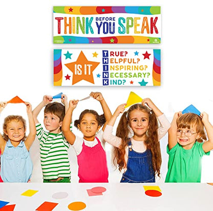 Sproutbrite 2 Pack 13.5"x39" Educational Think Posters for Classroom - color: Think Before You Speak