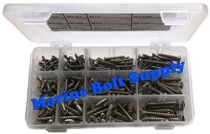 Type 316 Stainless Steel Phillips Drive Oval Head Sheet Metal Screw Kit - Marine Bolt Supply 6-111915