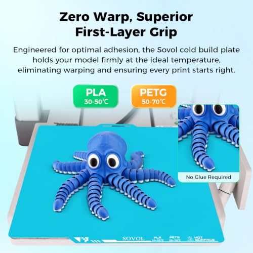 Sovol 3D Printer Upgraded Flexible Cold Build Plate Double Sided, 257x257mm - size: 257*257mm (Cool)