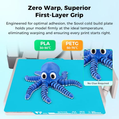 Sovol 3D Printer Upgraded Flexible Cold Build Plate Double Sided, 257x257mm - size: 257*257mm (Cool)