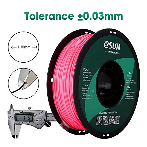 eSUN PLA PRO (PLA+) 3D Printer Filament, Dimensional Accuracy +/- 0.03mm, 1kg Spool, 1.75mm, Pink - color: Pink