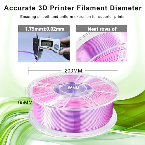 iBOSS PLA Plus Filament 1.75mm Dual Color, Shiny Silk PLA PRO 1kg 3D Printer Filament, Coextruded 3D Printing Filament Magic PLA+, Fits for Most FDM 3D Printers (Silk Purple Silver) - color: B_ Dual Purple & Silver