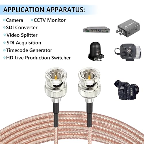 Superbat HD-SDI 3G SDI Cable 25ft 75 ohm RG179 Thin BNC Male Coaxial Cable - size: 760cm