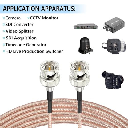 Superbat HD-SDI 3G SDI Cable 25ft 75 ohm RG179 Thin BNC Male Coaxial Cable - size: 760cm