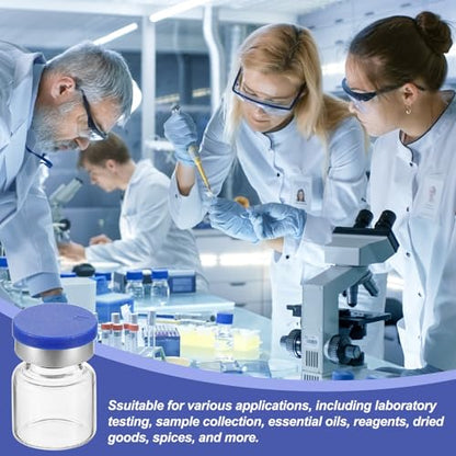 PATIKIL 4ml Sample Vials, 100 Pack Lab Empty Vials with Butyl Rubber Stopper Crimp Top Caps and Labels Borosilicate Glass Vial, Clear - color: Clear, size: 4ml