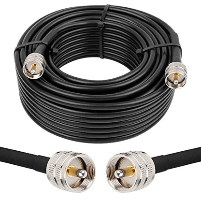 MOOKEERF RG8x Coaxial Cable 75ft,CB Coax Cable 50 Ohm,UHF PL259 Male to Male Low Loss CB Antenna Extension for HAM Radio,VHF Radio,SWR Meter,Dummy Load,Antenna Analyzer - size: 75FT