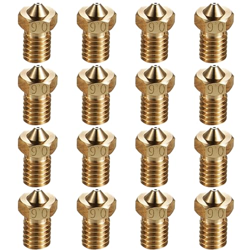 16Pcs V6 Brass Nozzles 0.6mm Compatible with E3D V5 V6 Hotend, Prusa i3 MK3 MK3S, ANYCUBIC I3 Mega, Anet A8, M6 Thread 3D Printer Nozzle for 1.75mm Filament, - style: 16Pcs V6 Nozzles 0.6mm