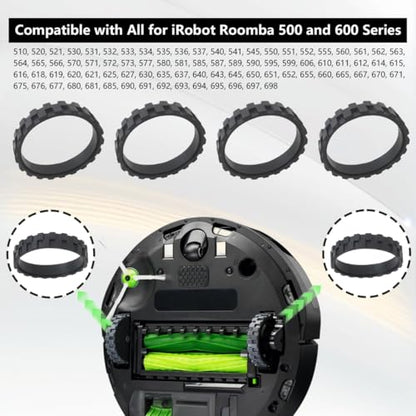 Latest 4-Piece Anti-Slip Rubber Tire Set with Enhanced Grip for i-Robot Roomba 700 and for 800 Series