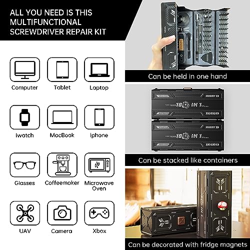 JAKEMY 180 in 1 Precision Screwdriver Set, Computer Screwdriver Kit, Professional Magnetic Repair Tool Kit with Home Drill Bits for Most Laptop, Phone, Xbox, MacBook, Game Console, Modding, DIY - color: Fo168 - 180 in 1 Manual
