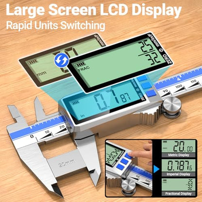 Preciva Digital Caliper 8 Inch, Rechargeable Stainless Steel - size: 8 Inch