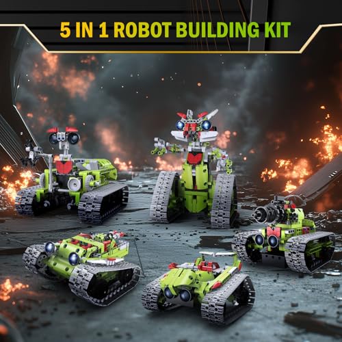 5 in 1 STEM Robot Building Kit with APP Remote Control, 705 PCS Engineering Robot Toys for Kids Age 8-16, Science Coding RC Robotics Kit Birthday Gifts for Boys Girls 6 7 8 9 10 11 12 - color: Green