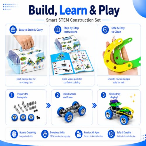 10 in 1 STEM Toys for 4 5 6 7 8+ Year Old Boy Easter Birthday Gifts Building Toys for Kids Ages 4-8 5-7 6-8 Educational Stem Activities for Boy 4-6 8-10 Erector Set Construction Creative Games