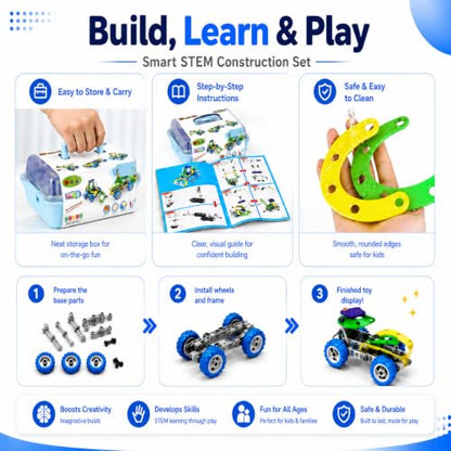 10 in 1 STEM Toys for 4 5 6 7 8+ Year Old Boy Easter Birthday Gifts Building Toys for Kids Ages 4-8 5-7 6-8 Educational Stem Activities for Boy 4-6 8-10 Erector Set Construction Creative Games