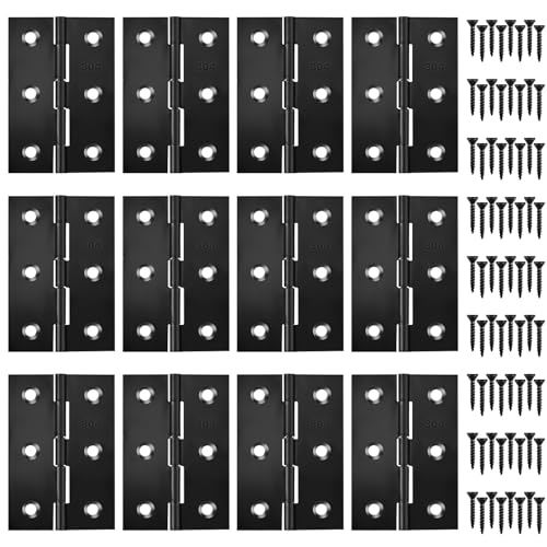 3 Inch Hinges for Door Window Lid and Wooden Box, Black 12 Pack - color: Black, size: 12 PCS 3 x 2 Inch