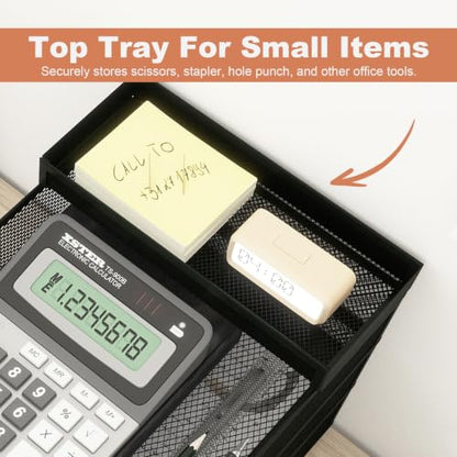 Natwind 3-Tier Stackable Metal Mesh Letter Paper Tray Organizer,Black - color: Black, size: 3 tier